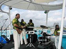 Calypso Band set up to enjoy for the day in Miami Port before we depart.