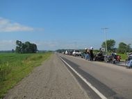 Line up at the lights in Hagersville, 20 miles to go yet.