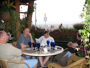 Mike, Bill, Paul and Robin, at dinner, their favorite restaurant, in Virgina Beach, it's Catch 31.