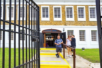 Belize Museum, front gate and door.