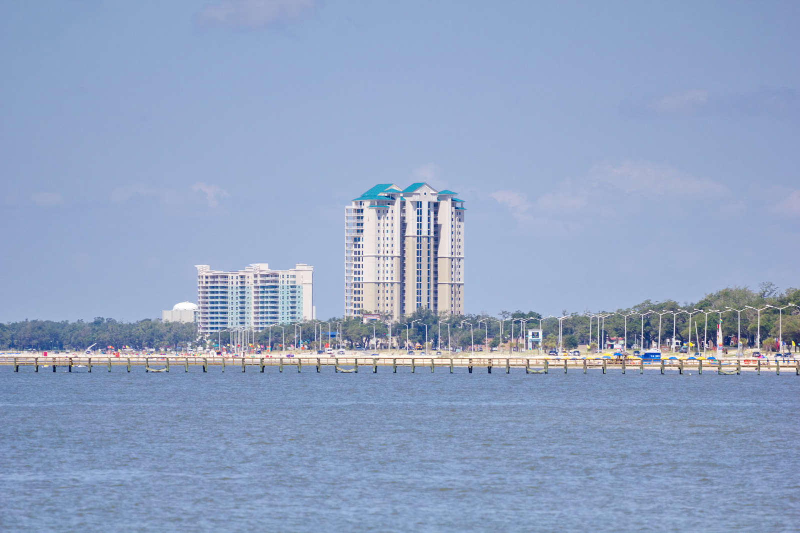 A view of the coast of Gulf of Mexico taken from Biloxi on the pier.