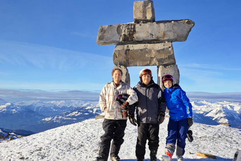 Photo op at the top of Whistler peak with the inuksuk.