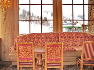 Cozy couches to curl up on while you sip hot chocolate in the lodge.